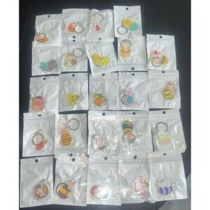 24 Easter, spring themed keychains - teacher, class, coworker gifts